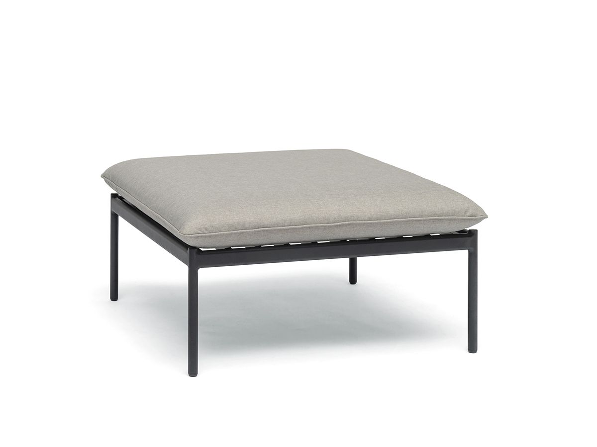 Bolmsö Loungehocker Alu schwarz mit Olefin-Kissen graubeige