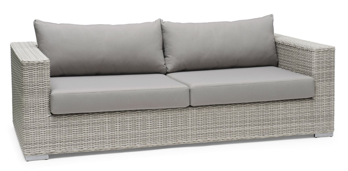 Hamilton 3-Sitzer Sofa Polyrattan hellgrau inkl. Polstern