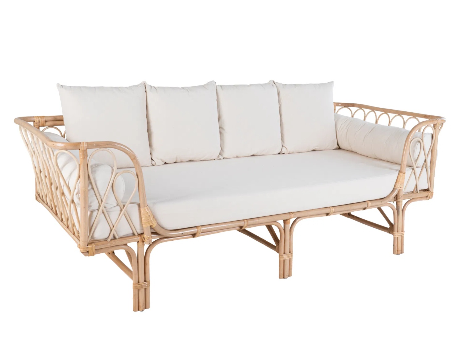 Montella Rattan-Sofa / Daybed mit weißen Polstern