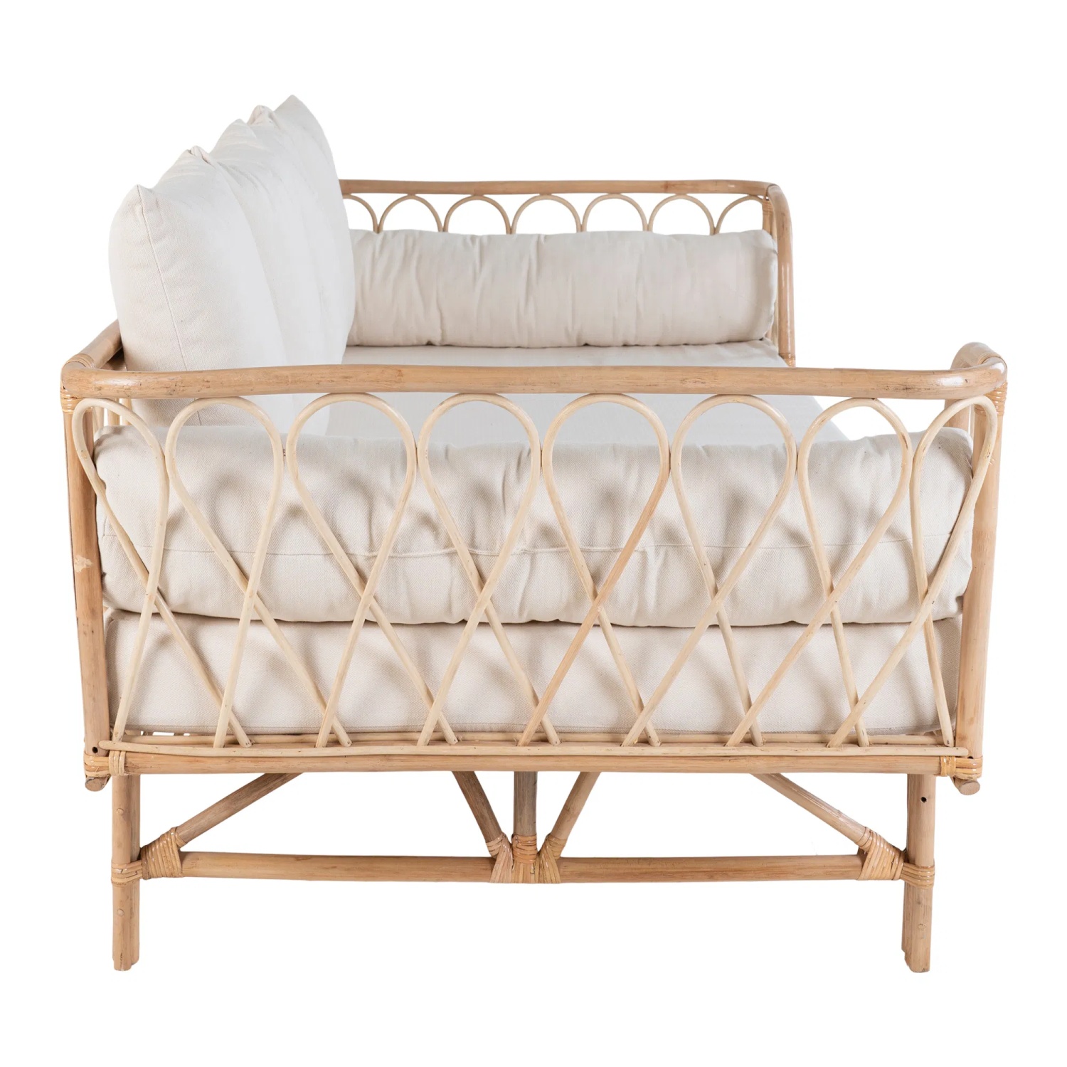 Montella Rattan-Sofa / Daybed mit weißen Polstern