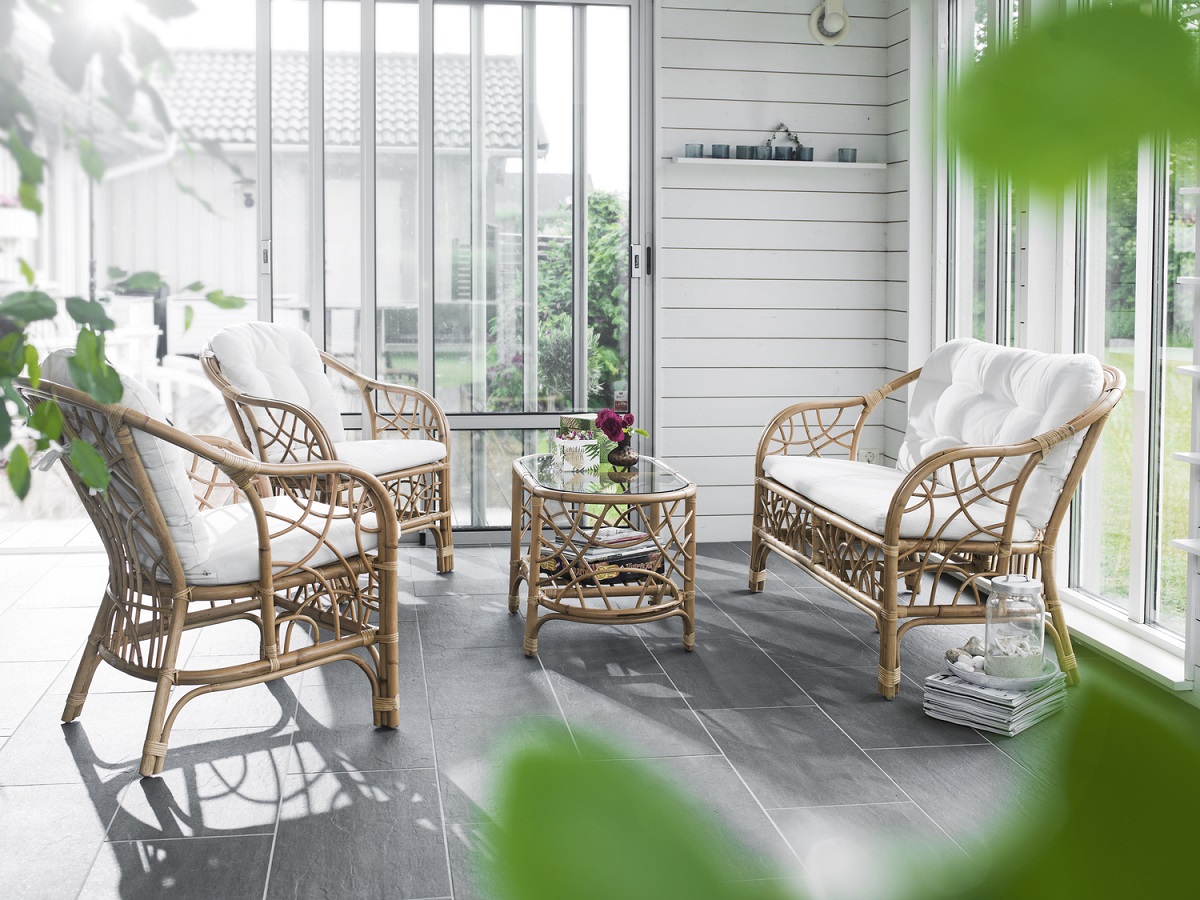 Fårö Sofa-Set aus natürlichem Rattan, inkl. Polstern