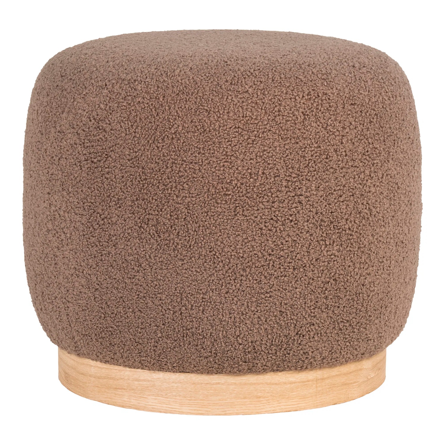 Belfort Pouf in Bouclé braun, Ø44,5x40 cm, House Nordic