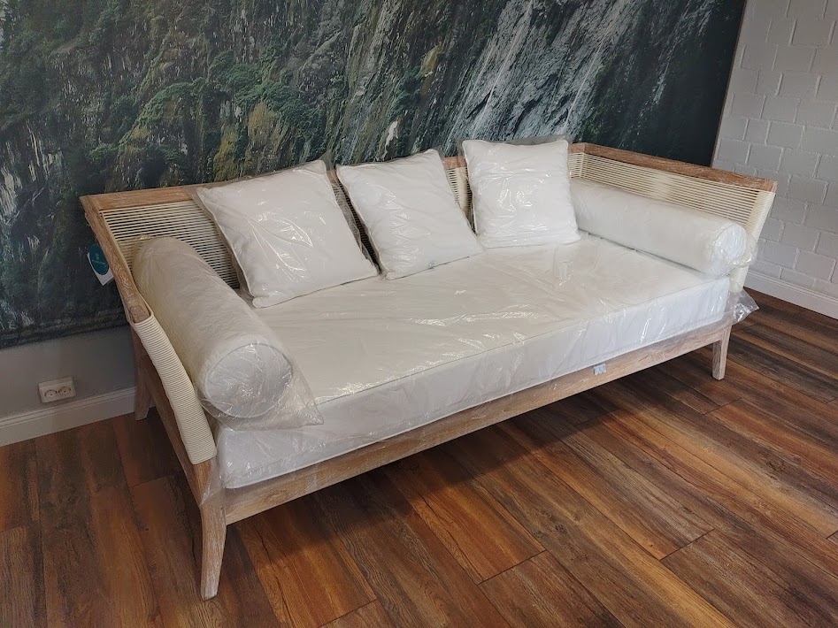 Teak Daybed whitewashed 221 x 99 x 84 cm, Ausstellungsstück